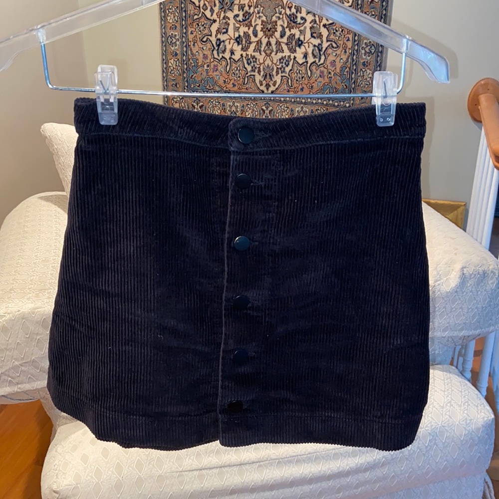American apparel black corduroy button up skirt
